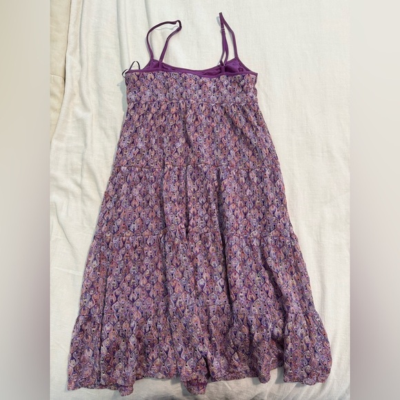 Trina Turk Sleeveless Tiered Serpentine Lace Crochet Fortuna Dress Purple Size 2 - Picture 3 of 6